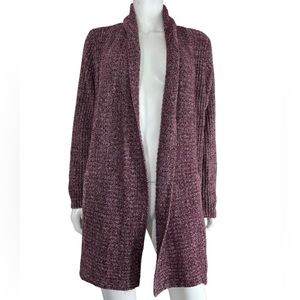 BAREFOOT DREAMS Montecito Cardi Heathered Plum Cozychic Lite # 494 Sweater XL